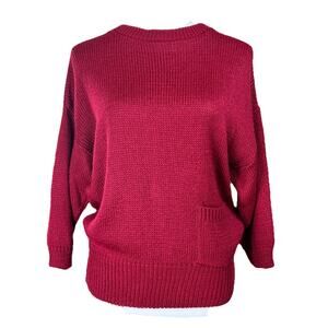 Tumbleweeds Women's Sweater Pullover 3/4 Sleeves 1 pocket Dk Red Sz L Classic